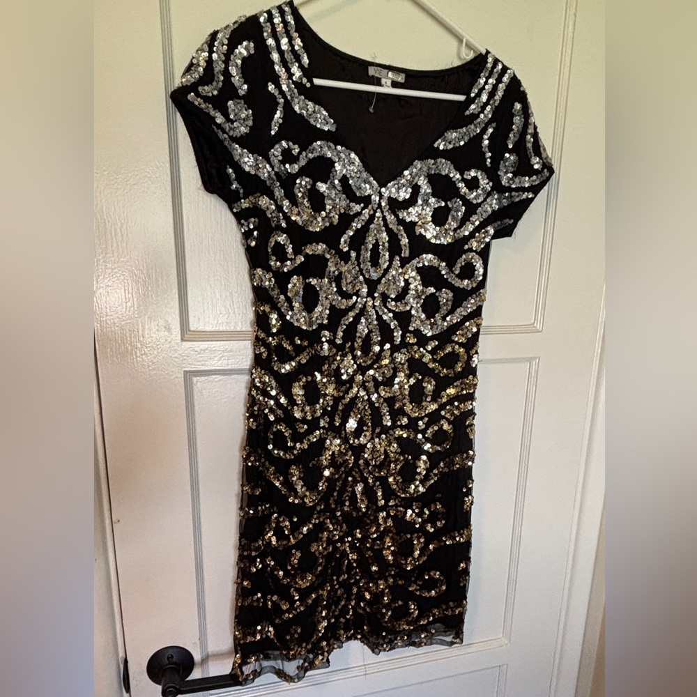 Elegant Black and Silver Sequin Dress